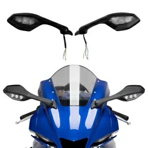 バックミラー LED ターンシグナルヤマハ YZF R1 2015-2024 YZF R6 17-22 に適合 Rear View Mirrors LED Turn Signal Fit For Yamaha YZF R1 2015-2024 YZF R6 17-22 【並行輸入品】