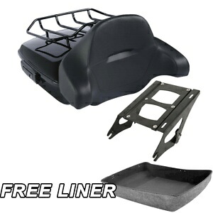 ブラックチョップドパックトランクバックレストハーレーツアーパックツーリングロードキング14+に適合 Black Chopped Pack Trunk Backrest Fit For Harley Tour Pak Touring Road King 14+ 【並行輸入品】