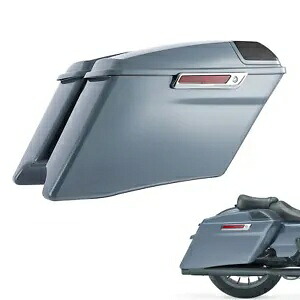 4インチ ガンシップ グレー ストレッチ拡張ハードサドルバッグ ハーレー ツーリング 2014-23 22用 4\\\