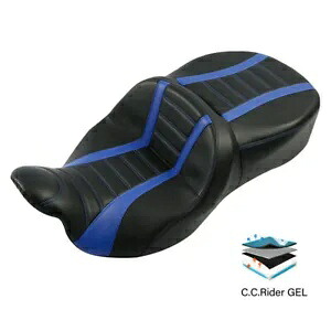Two-Up ゲル運転席助手席ハーレーエレクトラグライド 2009 以降に適合ブラックブルー Two-Up Gel Driver Passenger Seat Fit For Harley Electra Glide 2009-Up Black Blue 【並行輸入品】