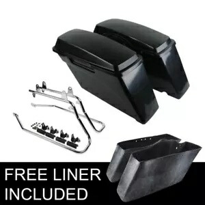 未塗装ハードサドルバッグ&変換ブラケット ハーレーソフテイル FLST 84-17 16用 Unpainted Hard Saddlebags & Conversion Bracket For Harley Softail FLST 84-17 16 【並行輸入品】