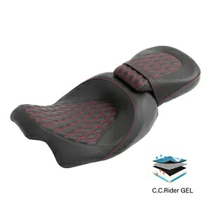 ハーレー エレクトラ ストリート グライド 09-Up 用 ブラック レッド 運転席 助手席ジェルシート 2-Up Black Red Driver Passenger Gel Seat 2-Up For Harley Electra Street Glide 09-Up 【並行輸入品】