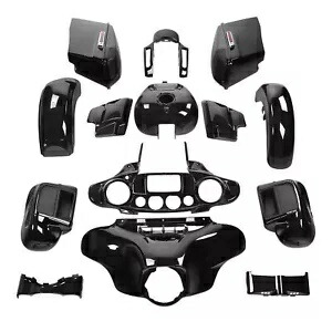 フェアリング ボディワークキット ハーレー ツーリング CVO ストリート グライド 2014 以降に適合 ビビッド ブラック Fairing Bodywork Kit Fit For Harley Touring CVO Street Glide 2014-Up Vivid Black 【並行輸入品】
