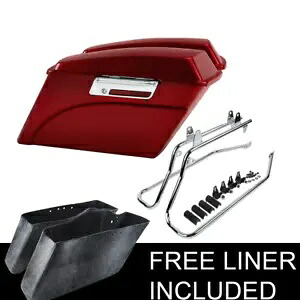 レッドハードサドルバッグ 変換ブラケット付き ハーレーソフテイル ファットボーイ 84-17 16用 Red Hard Saddlebags W/ Conversion Bracket Fit For Harley Softail Fatboy 84-17 16 【並行輸入品】