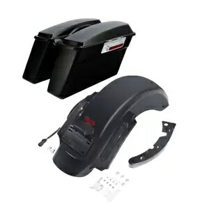 ハードサドルバッグ LED リアフェンダーハーレーツーリングストリートロードグライド 09-13 に適合 Hard Saddle Bags LED Rear Fender Fit For Harley Touring Street Road Glide 09-13 【並行輸入品】