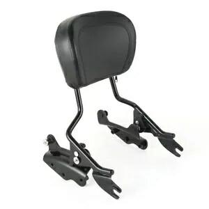 シーシーバー バックレスト & 4 点ドッキング ハードウェア キット ハーレー ツーリング 09-13 ブラック用 Sissy Bar Backrest & 4 Point Docking Hardware Kit For Harley Touring 09-13 Black 【並行輸入品】