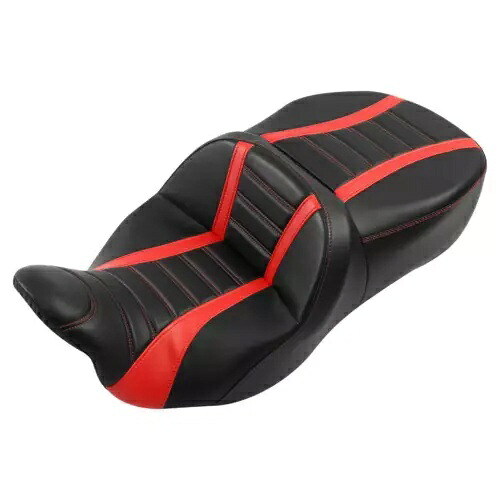 ブラック + レッドライダー運転席助手席ハーレーツーリングロードグライド 2009 以降に適合 Black+Red Rider Driver Passenger Seat Fit For Harley Touring Road Glide 2009-Up 【並行輸入品】