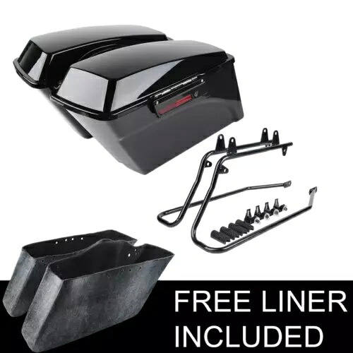 ビビッドブラックハードサドルバッグラッチキー+ハーレー用ソフテイル変換ブラケット Vivid Black Hard Saddle Bags Latch Keys + Softail Conversion Brackets For Harley 【並行輸入品】 56,265円