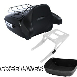 キングパック トランク バックレスト ラック マウント ハーレー ツアー パック ファットボーイ 08-16 ブラックに適合 King Pack Trunk Backrest Rack Mount Fit For Harley Tour Pak Fatboy 08-16 Black 【並行輸入品】