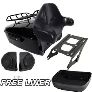 ブラックキングパック トランクパッドラック&スピーカー ハーレーツアーパックツーリング2014年以降に適合 Black King Pack Trunk Pad Rack &Speakers Fit For Harley Tour Pak Touring 2014-Up 【並行輸入品】