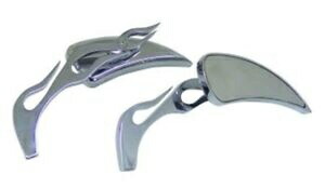 ユニバーサルクロームトライバルフレームミラーハーレーチョッパーボバー 47002 Universal Chrome Tribal Flame Mirrors For Harley Chopper Bobber 47002 【並行輸入品】