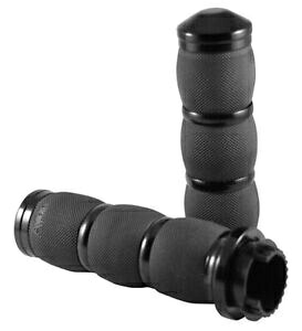 ビレットアルミニウムブラックエアクッションハンドルバーグリップハーレーダイナソフテイル 42028 Billet Aluminum Black Air Cushion Handlebar Grips For Harley Dyna Softail 42028 【並行輸入品】