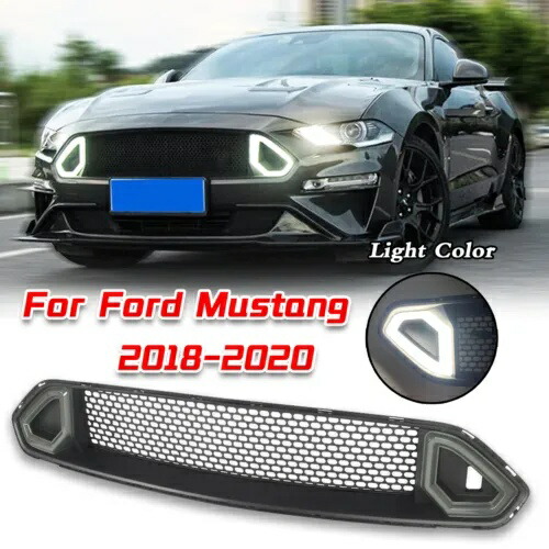 RTR スタイルバンパーバーアッパーグリルグリル LED ライト付きフォードマスタング 2018-2022 RTR Style Bumper Bar Upper Grill Grille W/ LED Lights For Ford Mustang 2018-2022 【並行輸入品】
