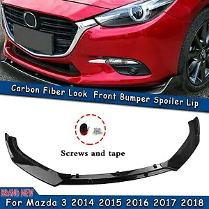 フロントバンパーリップスポイラーマツダ 3 2014 2015 2016 2017 2018 カーボンファイバー AMA Front Bumper Lip Spoiler for MAZDA 3 2014 2015 2016 2017 2018 Carbon Fiber AMA 【並行輸入品】