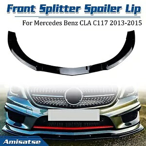 3 個フロントスポイラーリップベンツ C117 CLA200 CLA260 CLA45 AMG 2013-15 グロスブラック 3pcs Front Spoiler Lip For Benz C117 CLA200 CLA260 CLA45 AMG 2013-15 Gloss Black 【並行輸入品】