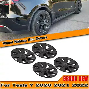 4 個ホイールホイールキャップハブキャップリムカバーマットブラックテスラモデル Y 2020-2024 19\