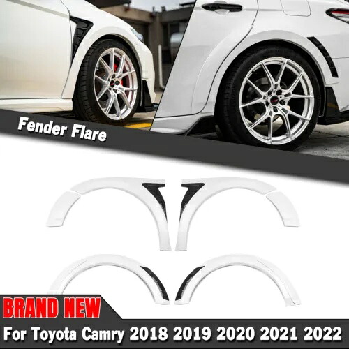 光沢のあるホワイトホイールフェンダーフレアカバーボディキットトヨタカムリSE XSE 2018-24用 Glossy White Wheel Fender Flares Cover Body Kit For Toyota Camry SE XSE 2018-24 【並行輸入品】