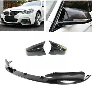 カーボンファイバースタイルフロントバンパースポイラー + リアミラーカバー BMW F30 2012-18 M Carbon Fiber Style Front Bumper Spoiler +Rear Mirror Cover For BMW F30 2012-18 M 【並行輸入品】
