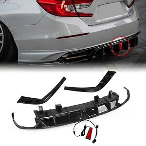 ホンダ アコード 2018-22 リアバンパーディフューザーリップサイドスポイラー + LED ライト YOFER For Honda Accord 2018-22 Rear Bumper Diffuser Lip Side Spoiler + LED Light YOFER 【並行輸入品】