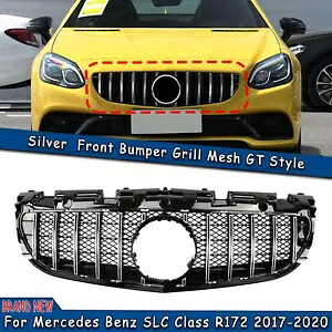 フロントグリル メルセデスベンツ SLC クラス R172 フロントグリル 2016-2020 GT シルバー Front Grill For Mercedes-Benz SLC Class R172 Front Grille 2016-2020 GT Silver 【並行輸入品】