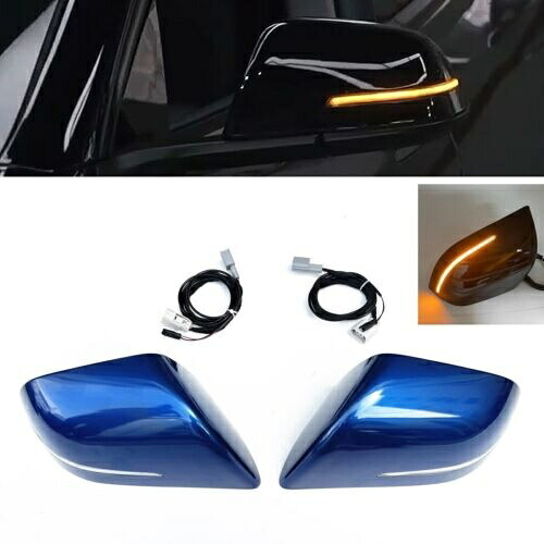 ブルーバックミラーサイドミラーカバーキャップテスラモデル 3 2017-2023 LED ライト付き Blue Rearview Side Mirror Cover Cap For Tesla Model 3 2017-2023 With LED Light 【並行輸入品】