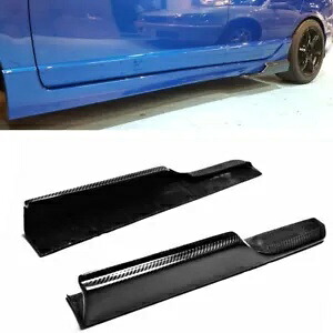 2 個カーボンファイバーサイドスカートスパッツスプリッターアドオンリップホンダシビック FD2 ブラック 2pcs Carbon Fiber Side Skirt Spat Splitter Addon Lip For Honda Civic FD2 Black 【並行輸入品】