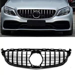 C63 C63S GT R AMG フロントグリル メルセデスベンツ W205 2015-2018 ブラック カメラ付き C63 C63S GT R AMG Front Grille for Mercedes Benz W205 2015-2018 Black w/ camera 【並行輸入品】
