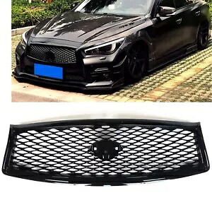 車のフロントバンパーグリルフード交換インフィニティ Q50 2014-2017 2015 グロスブラック Car Front Bumper Grille Hood Replace For Infiniti Q50 2014-2017 2015 Gloss Black 【並行輸入品】