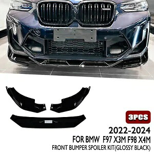 車のフロントバンパースポイラーリップキット BMW F97 X3M F98 X4M 2022-2024 グロスブラック Car Front Bumper Spoiler Lip Kit For BMW F97 X3M F98 X4M 2022-2024 Gloss Black 【並行輸入品】