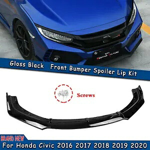 フロントバンパーカバーリップスポイラートリムホンダシビック 2016 2017-2020 グロスブラック Front Bumper Cover Lip Spoiler Trim For Honda Civic 2016 2017-2020 Gloss Black 【並行輸入品】