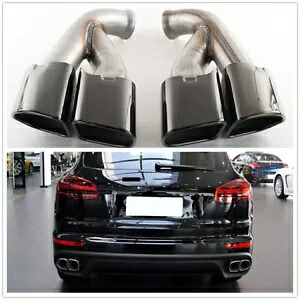 2X テールエキゾーストマフラー ポルシェ カイエン 958.2 V6 ベース 2015 2016-17 ブラック A 2X Tail Exhaust Muffler for Porsche Cayenne 958.2 V6 Base 2015 2016-17 Black A 【並行輸入品】