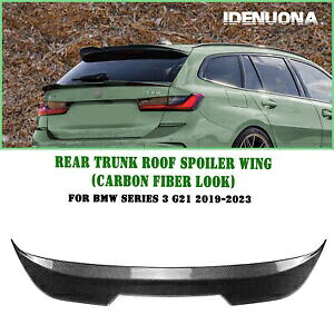 カーボンファイバールックリアトランクスポイラーリップルーフウイング BMW 3 シリーズ G21 2019-23 Carbon Fiber Look Rear Trunk Spoiler Lip Roof Wing For BMW 3 Series G21 2019-23 【並行輸入品】