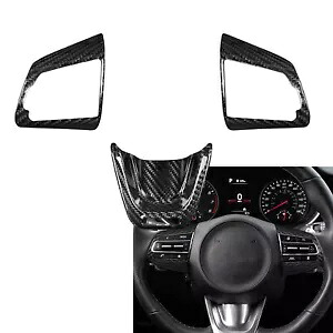 リアルカーボンファイバーステアリングホイールカバー Kia Stinger 2018-2023 3 個に適合 Real Carbon Fiber Steering Wheel Cover Fit For Kia Stinger 2018-2023 3pcs 【並行輸入品】