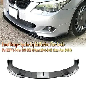 カーボンファイバールックフロントスポイラーリップスプリッターキット BMW E60 E61 M スポーツ 2005-10 Carbon Fiber Look Front Spoiler Lip Splitter Kit For BMW E60 E61 M Sport 2005-10 【並行輸入品】
