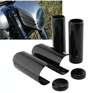 フロントフォークガードカバーチューブキャップハーレーダビッドソンブレイクアウトFXSB 2013-17 ブラック Front Fork Guard Cover Tube Cap For Harley-Davidson Breakout FXSB 2013-17 Black 【並行輸入品】