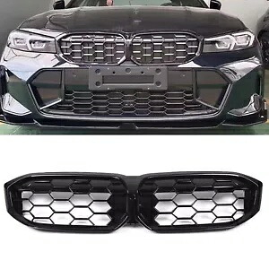 1x フロントキドニーグリルメッシュ BMW 3 シリーズ G20 2023 カメラ穴付き オールブラック 1x Front Kidney Grille Mesh For BMW 3 Series G20 2023 W/ Camera Hole All Black 【並行輸入品】