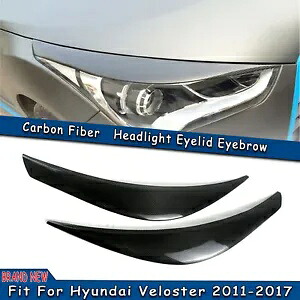 ブラックカーボンファイバーヘッドライトまぶたトリムカバーヒュンダイヴェロスター 2011-2017 Black Carbon Fiber Headlight Eyelid Trim Cover For Hyundai Veloster 2011-2017 【並行輸入品】
