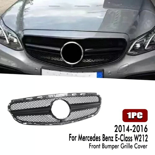 メルセデスベンツ E クラス W212 2014-2016 AMG ブラックフロントバンパーグリルに適合 Fit For Mercedes Benz E-Class W212 2014-2016 AMG Black Front Bumper Grille 【並行輸入品】