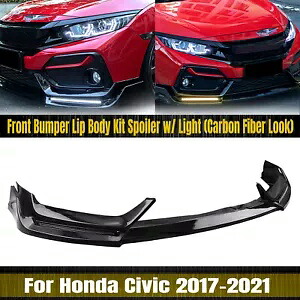 フロントバンパースポイラーリップキットライト付きホンダシビック SI ハッチバック 17-21 CB ルック Front Bumper Spoiler Lip Kit W/ Light For Honda Civic SI Hatchback 17-21 CB Look 【並行輸入品】