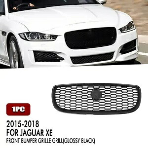 1x フロントバンパーアッパーグリルメッシュグリル ジャガー XE 2015-2018 グロスブラックに適合 1x Front Bumper Upper Grille Mesh Grill Fit For Jaguar XE 2015-2018 Gloss Black 【並行輸入品】