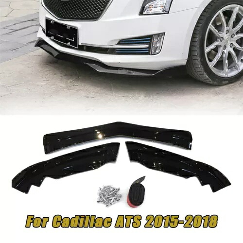 フロントバンパーリップスポイラースプリッターカバーキャデラック ATS 2015-2018 グロスブラック Front Bumper Lip Spoiler Splitter Cover For Cadillac ATS 2015-2018 Gloss Black 【並行輸入品】