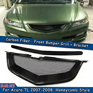 フロントバンパーグリルカーボンファイバーブラックアキュラ TL 2007-2008 ハニカムスタイル Front Bumper Grille Carbon Fiber Black For Acura TL 2007-2008 Honeycomb Style 【並行輸入品】