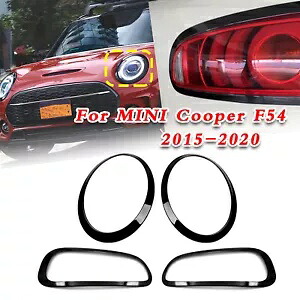 グロスブラックフロント+リアライトランプカバートリム MINI Cooper F54 2015-2020用 Gloss Black Front + Rear Light Lamp Cover Trim For MINI Cooper F54 2015-2020 【並行輸入品】