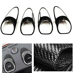 4x カーボンファイバーインテリアフロントエアベントアウトレットトリムポルシェ 718 ケイマン 15-21 用 4x Carbon Fiber Interior Front Air Vent Outlet Trim For Porsche 718 Cayman 15-21 【並行輸入品】