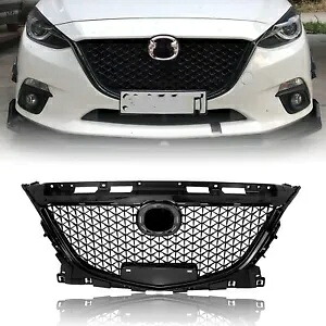 フロントアッパーグリルグリルハニカムグリルマツダ 3 アクセラ 2014 2015 2016 ブラック Front Upper Grille Grill Honeycomb Grill For Mazda 3 Axela 2014 2015 2016 Black 【並行輸入品】