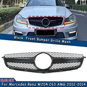 フロントグリルアッパーグリル 2012 2013 2014 メルセデスベンツ C63 AMG ブラック AA Front Grille Upper Grill For 2012 2013 2014 Mercedes-Benz C63 AMG Black AA 【並行輸入品】