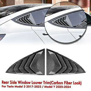 カーボンファイバールックリアウィンドウルーバーシャ??ッターカバーテスラモデル 3 2017-2023 Carbon Fiber Look Rear Window Louver Shutter Cover For Tesla Model 3 2017-2023 【並行輸入品】