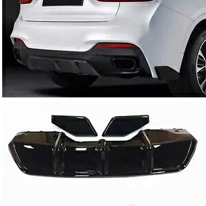 BMW X6 F16 2015-2018 2016 2017 グロスブラックリアバンパーディフューザーリップカバー For BMW X6 F16 2015-2018 2016 2017 Gloss Black Rear Bumper Diffuser Lip Cover 【並行輸入品】