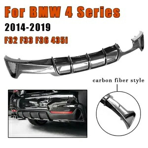 リアディフューザーリップツインエキゾースト BMW 4 シリーズ F32 F33 F36 2014-20 カーボンルック Rear Diffuser Lip Twin Exhaust For BMW 4 Series F32 F33 F36 2014-20 Carbon Look 【並行輸入品】