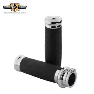 クローム トルネード ビレット & ラバー ハンドルバー グリップ ハーレー全モデル 73-Up に適合 Chrome Tornado Billet & Rubber Handlebar Grips Fit For Harley all models 73-Up 【並行輸入品】